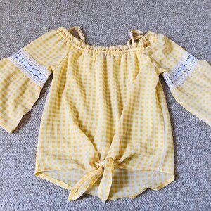 in girl Yellow White Check Girls Top Shirts Size 10 12
